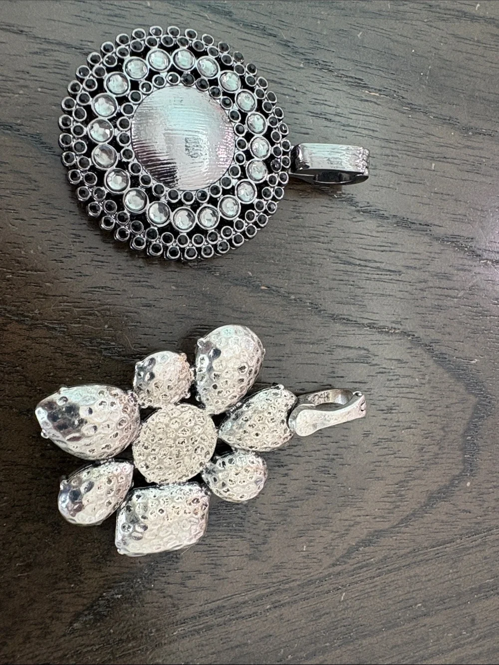 Silver-Tone Crystal and Pearl Pendant Necklace - White Crystal